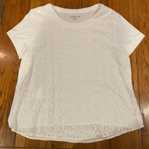 White Croft & Barrow knot lace top large